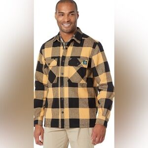 Wolverine Men’s Size M Black & Yellow Plaid Forge Heavyweight Flannel Overshirt